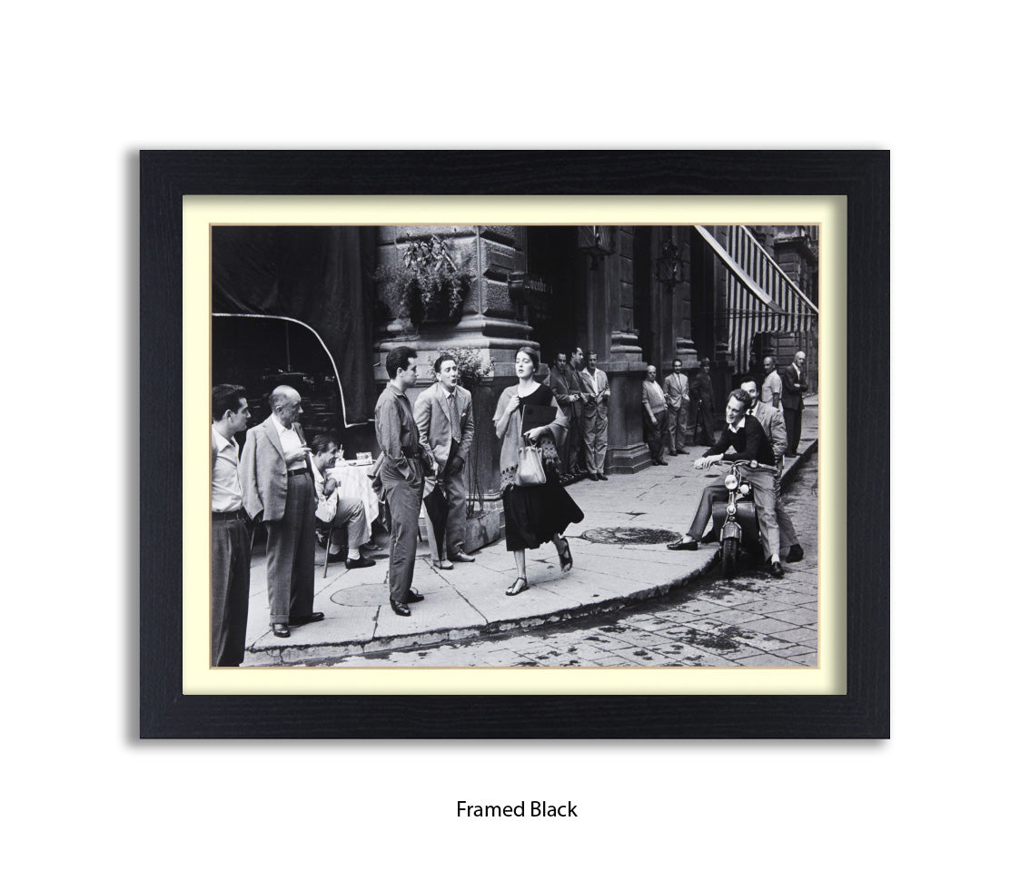 American Girl In Italy - Guys Staring - Vintage Street Photography - Art Print