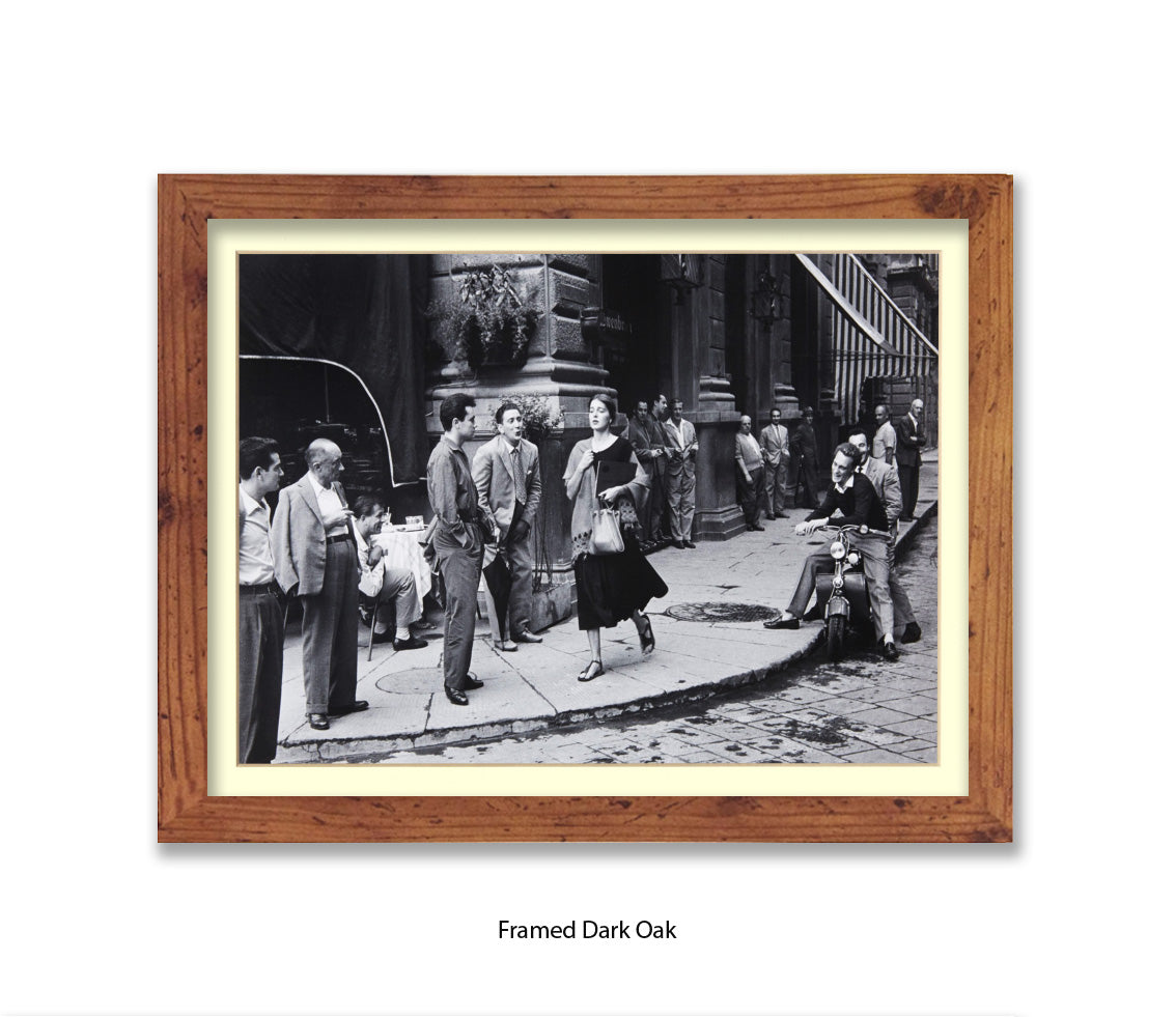 American Girl In Italy - Guys Staring - Vintage Street Photography - Art Print
