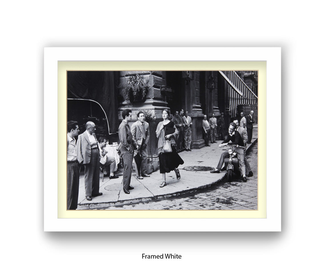 American Girl In Italy - Guys Staring - Vintage Street Photography - Art Print