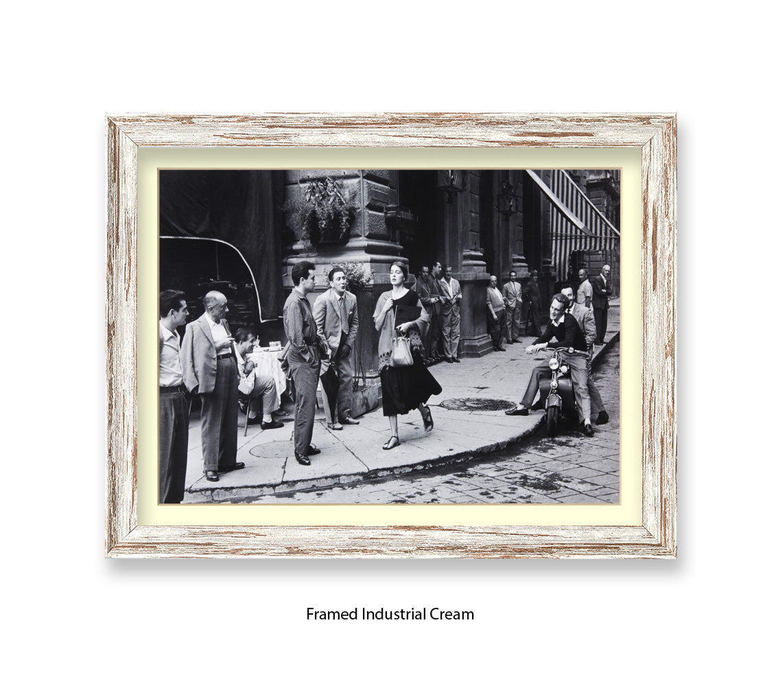 American Girl In Italy - Guys Staring - Vintage Street Photography - Art Print
