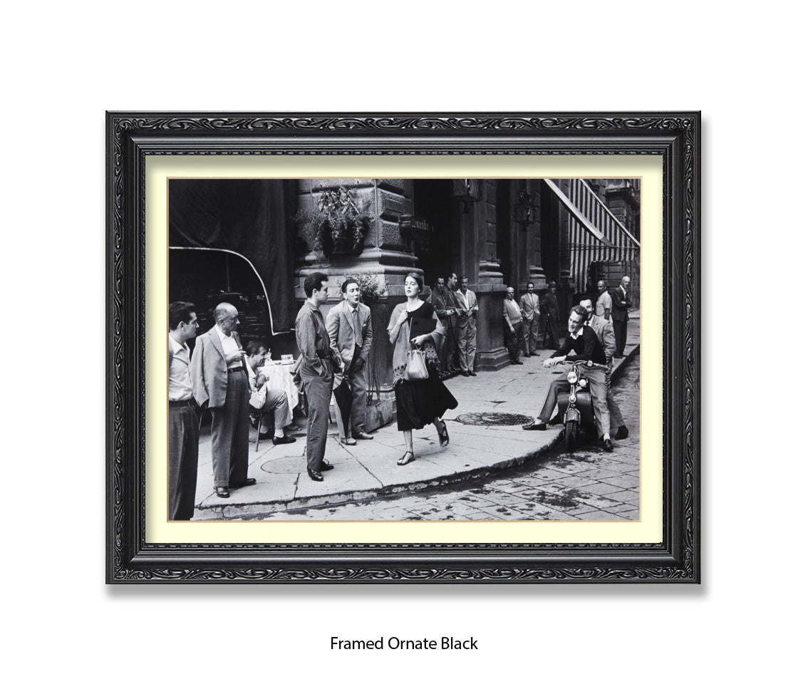 American Girl In Italy - Guys Staring - Vintage Street Photography - Art Print