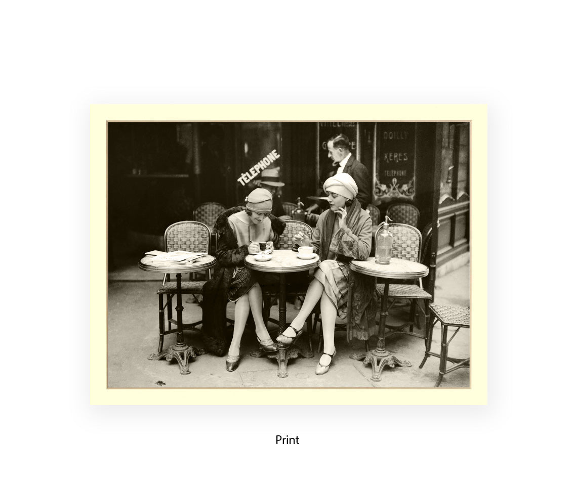 French CafŽ Vintage Photo Print Ð Paris Street Photography Wall Art Ð Black & White 2 Ladies Print