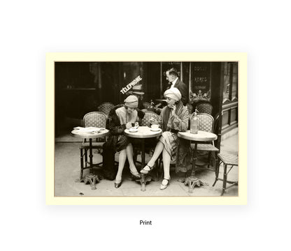 French CafŽ Vintage Photo Print Ð Paris Street Photography Wall Art Ð Black & White 2 Ladies Print