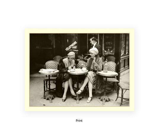 French CafŽ Vintage Photo Print Ð Paris Street Photography Wall Art Ð Black & White 2 Ladies Print