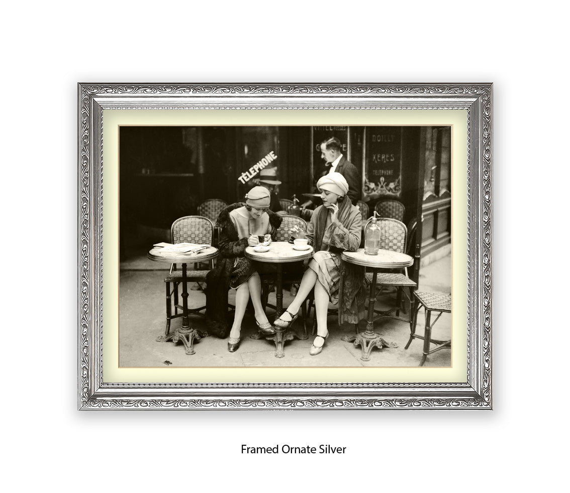 French Cafe - 2 Ladies - Vintage Street Photography - Art Print