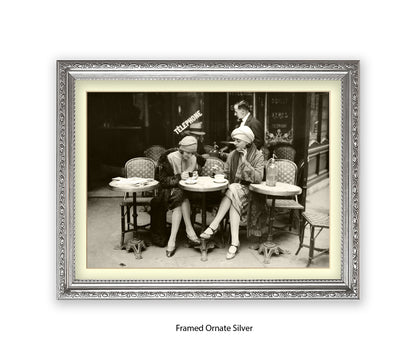 French Cafe - 2 Ladies - Vintage Street Photography - Art Print
