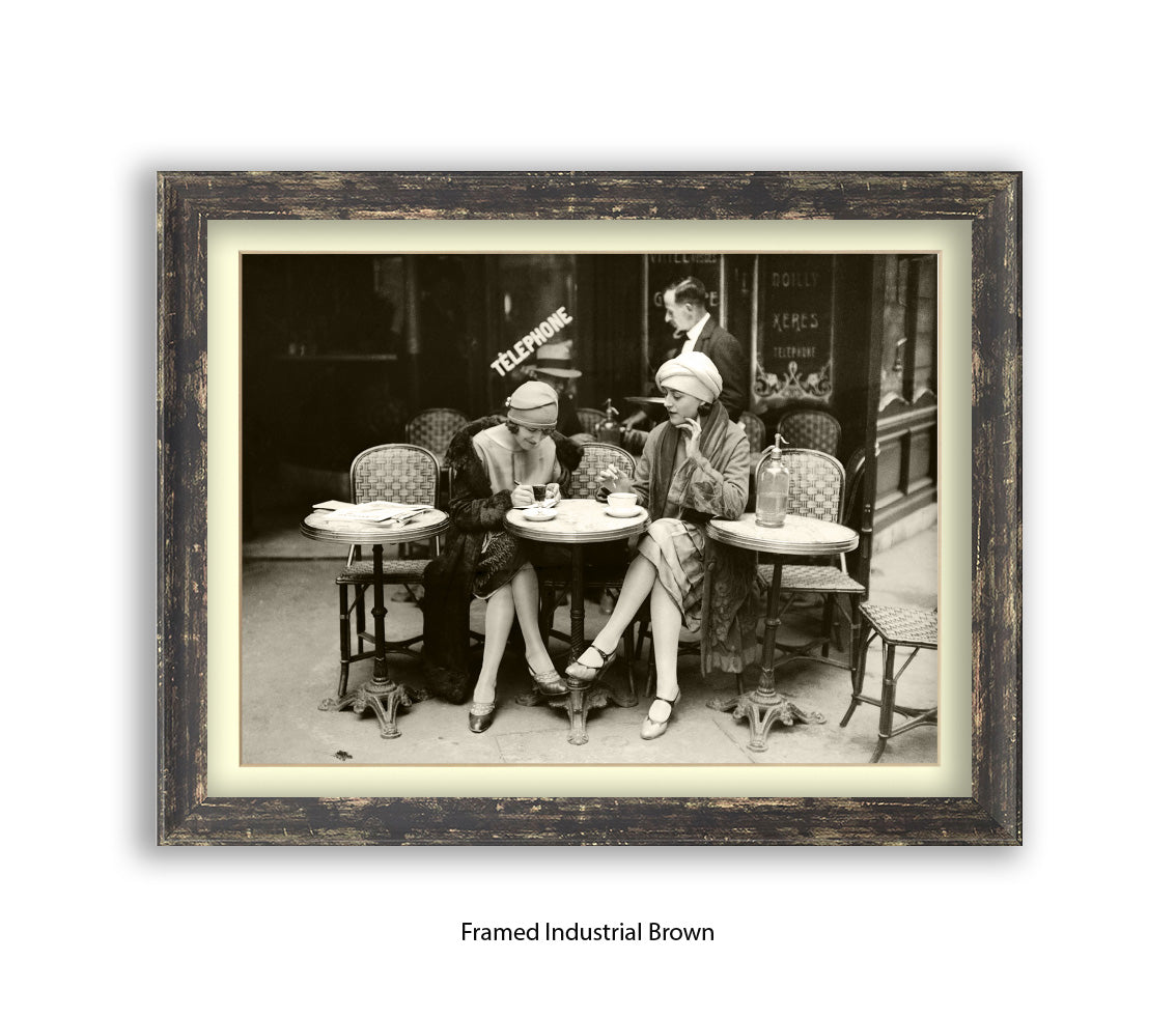 French Cafe - 2 Ladies - Vintage Street Photography - Art Print