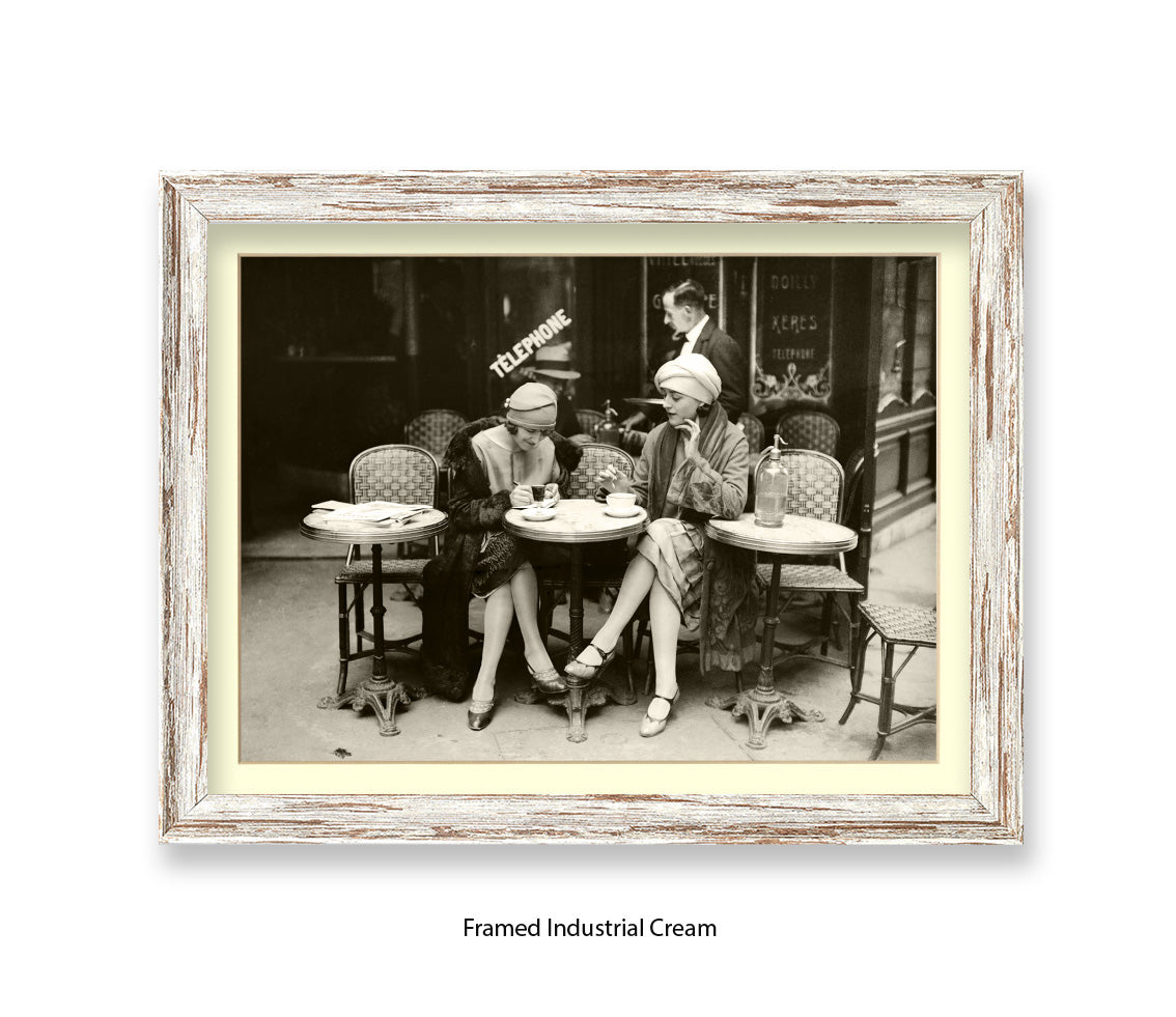 French Cafe - 2 Ladies - Vintage Street Photography - Art Print