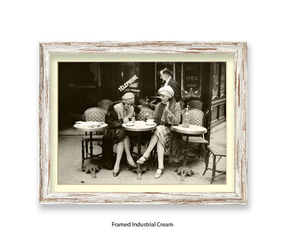 French Cafe - 2 Ladies - Vintage Street Photography - Art Print