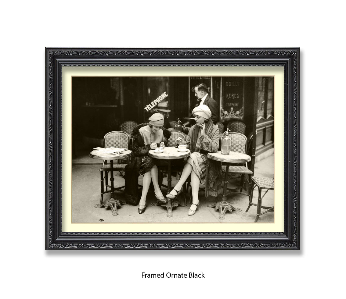 French Cafe - 2 Ladies - Vintage Street Photography - Art Print