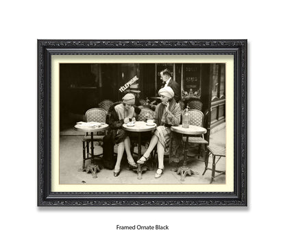 French Cafe - 2 Ladies - Vintage Street Photography - Art Print