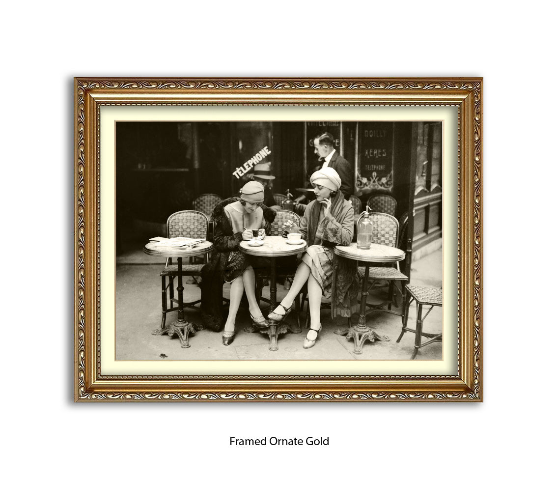French Cafe - 2 Ladies - Vintage Street Photography - Art Print