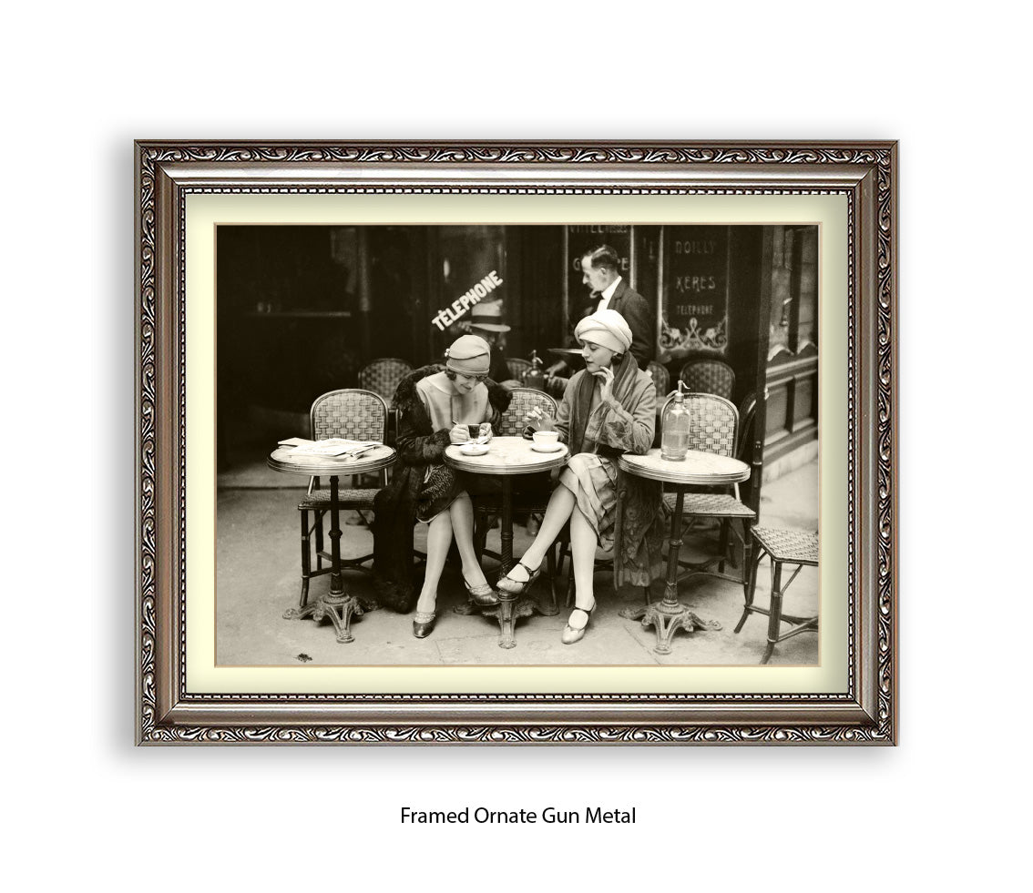 French Cafe - 2 Ladies - Vintage Street Photography - Art Print