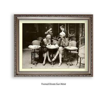 French Cafe - 2 Ladies - Vintage Street Photography - Art Print