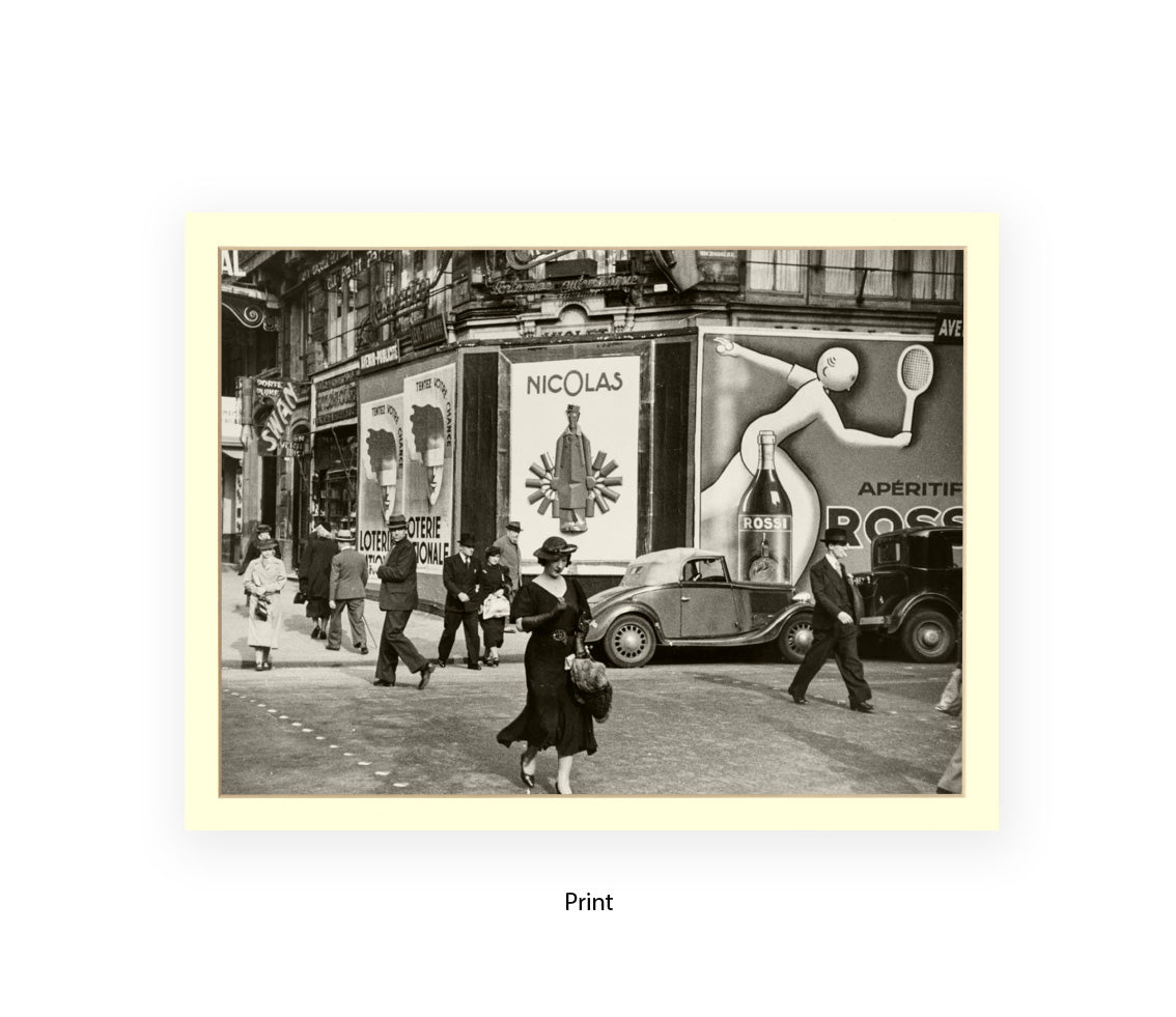 Paris Street Photography Print Ð Woman in Black Dress Crossing Street Ð Vintage French Wall Art Print