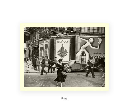 Paris Street Photography Print Ð Woman in Black Dress Crossing Street Ð Vintage French Wall Art Print