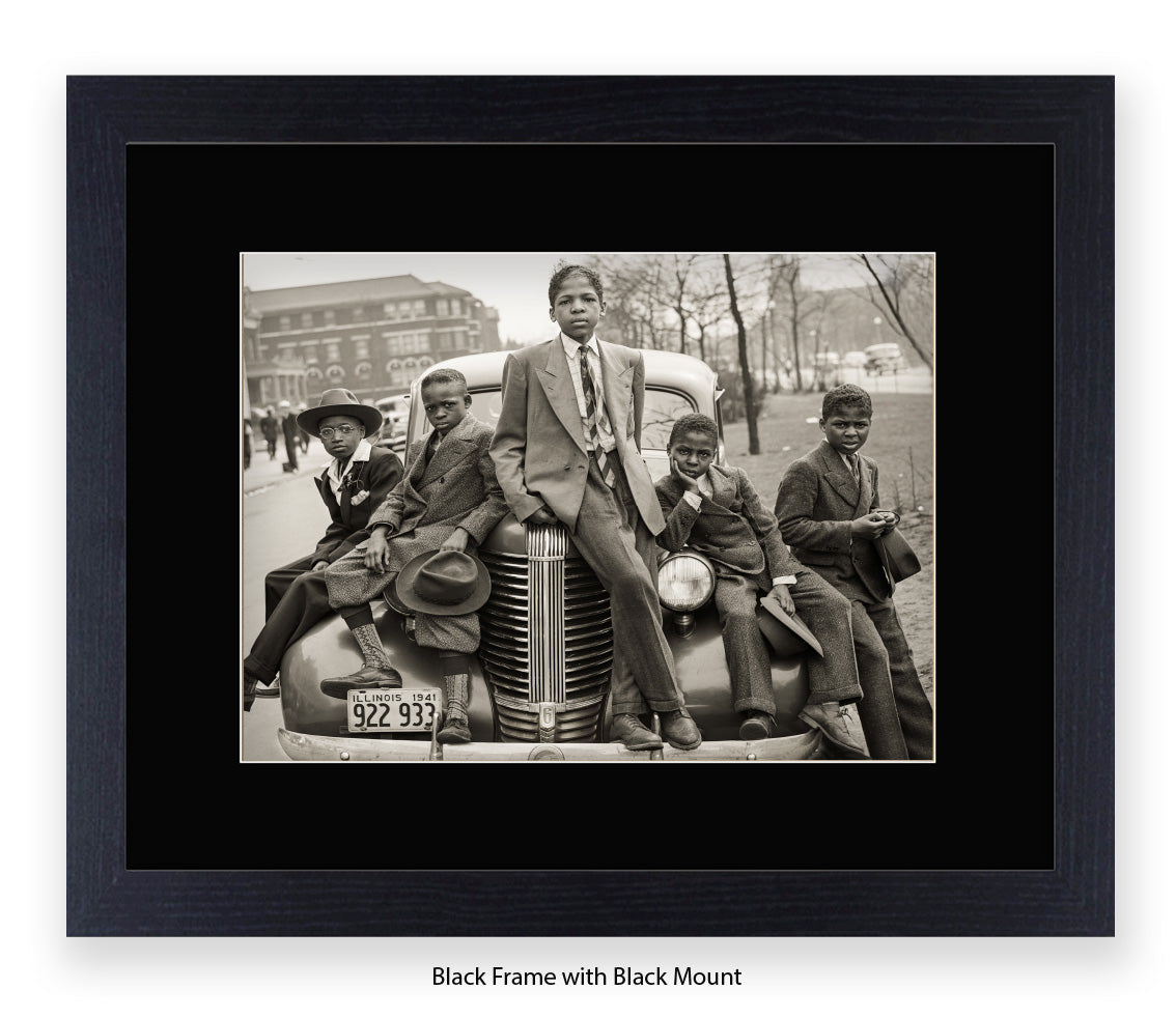 Sunday Best - Harlem Kids on Car — Vintage Street Photography - Art Print