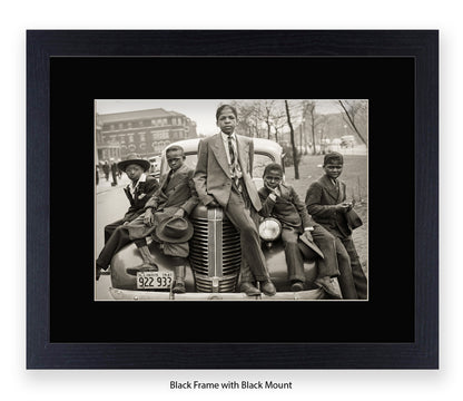 Sunday Best - Harlem Kids on Car — Vintage Street Photography - Art Print