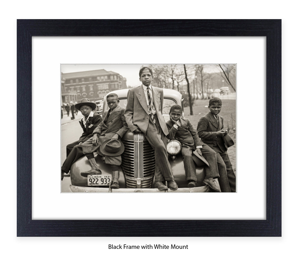 Sunday Best - Harlem Kids on Car — Vintage Street Photography - Art Print