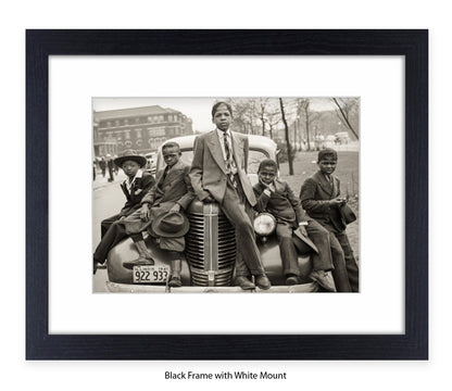 Sunday Best - Harlem Kids on Car — Vintage Street Photography - Art Print