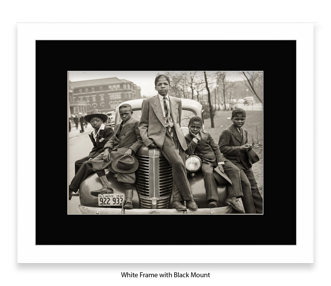 Sunday Best - Harlem Kids on Car — Vintage Street Photography - Art Print