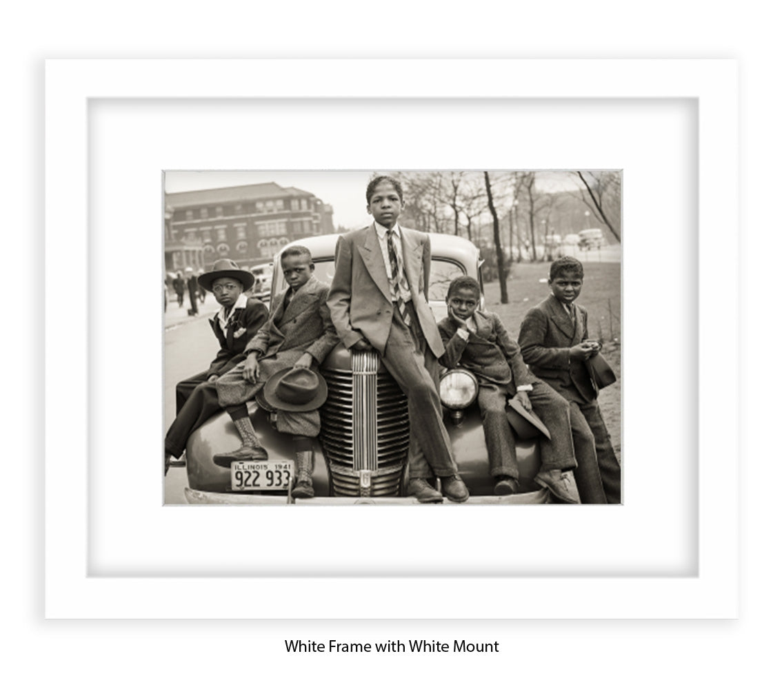 Sunday Best - Harlem Kids on Car — Vintage Street Photography - Art Print
