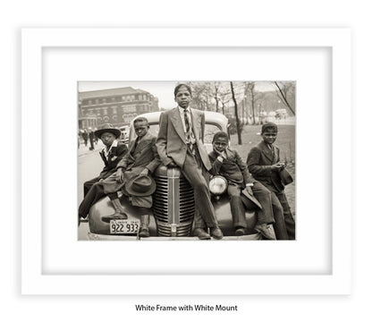 Sunday Best - Harlem Kids on Car — Vintage Street Photography - Art Print