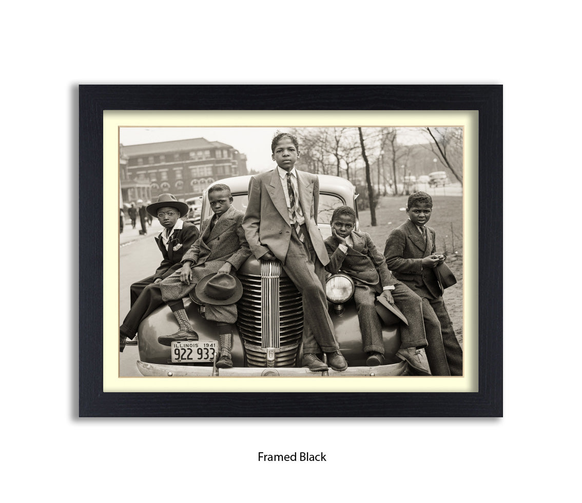 Sunday Best - Harlem Kids on Car — Vintage Street Photography - Art Print