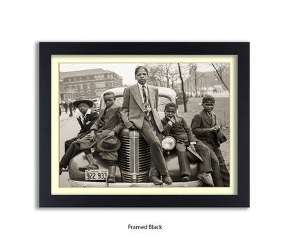 Sunday Best - Harlem Kids on Car — Vintage Street Photography - Art Print