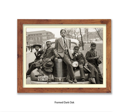 Sunday Best - Harlem Kids on Car — Vintage Street Photography - Art Print