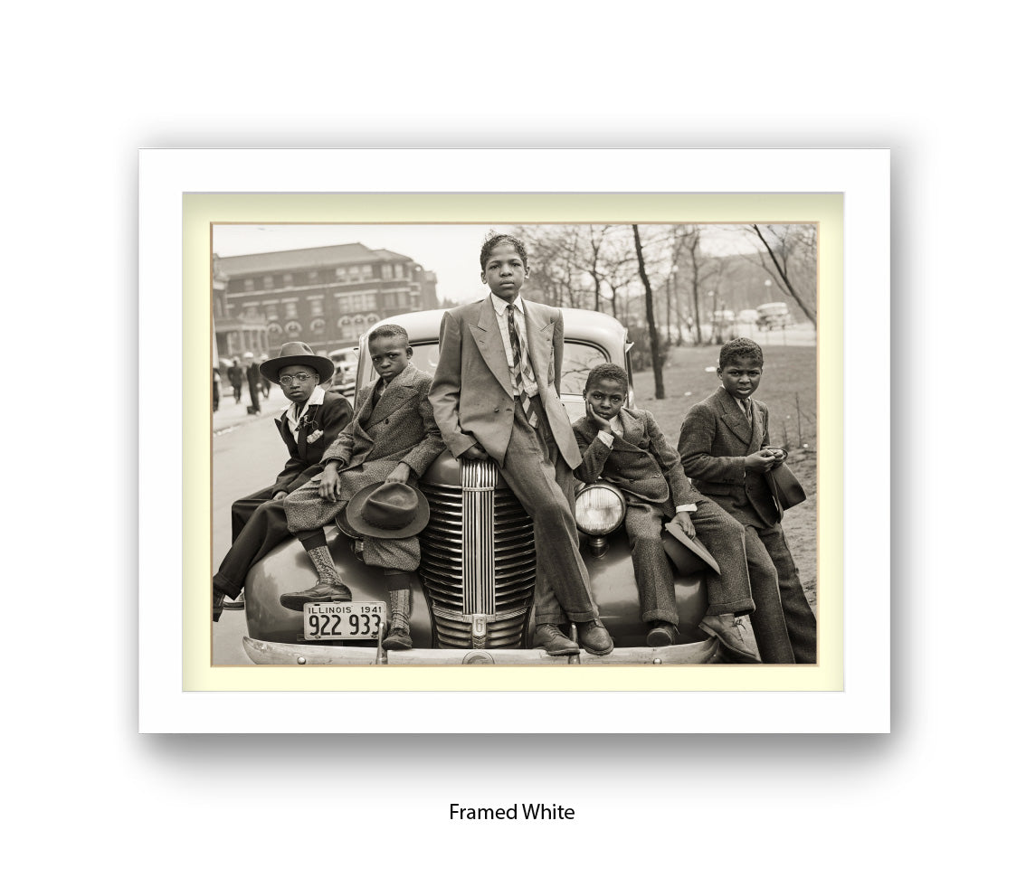 Sunday Best - Harlem Kids on Car — Vintage Street Photography - Art Print