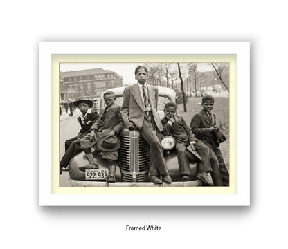 Sunday Best - Harlem Kids on Car — Vintage Street Photography - Art Print