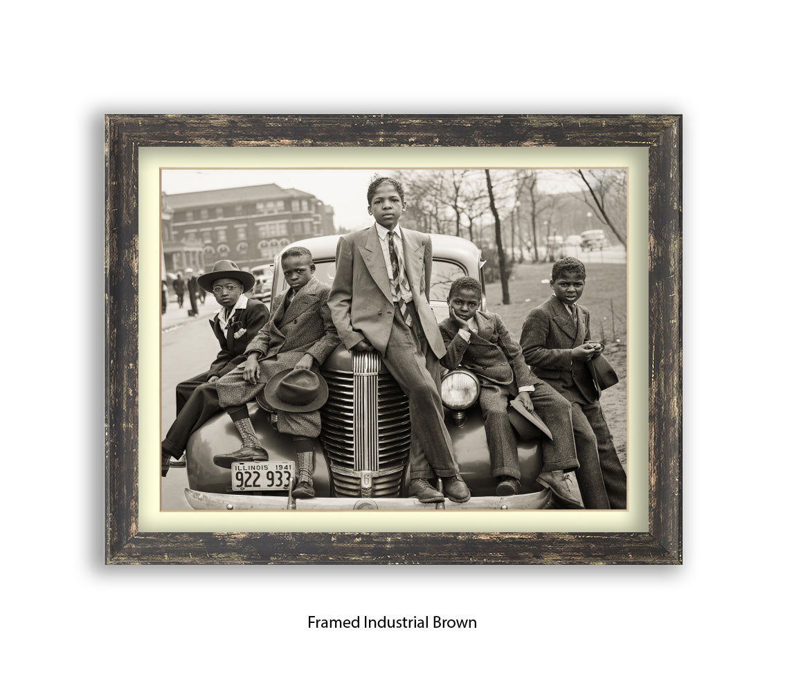 Sunday Best - Harlem Kids on Car — Vintage Street Photography - Art Print