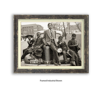 Sunday Best - Harlem Kids on Car — Vintage Street Photography - Art Print