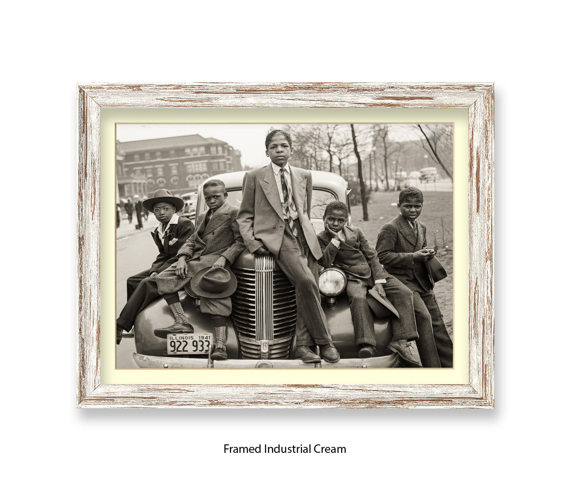 Sunday Best - Harlem Kids on Car — Vintage Street Photography - Art Print