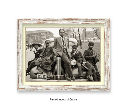 Sunday Best - Harlem Kids on Car — Vintage Street Photography - Art Print