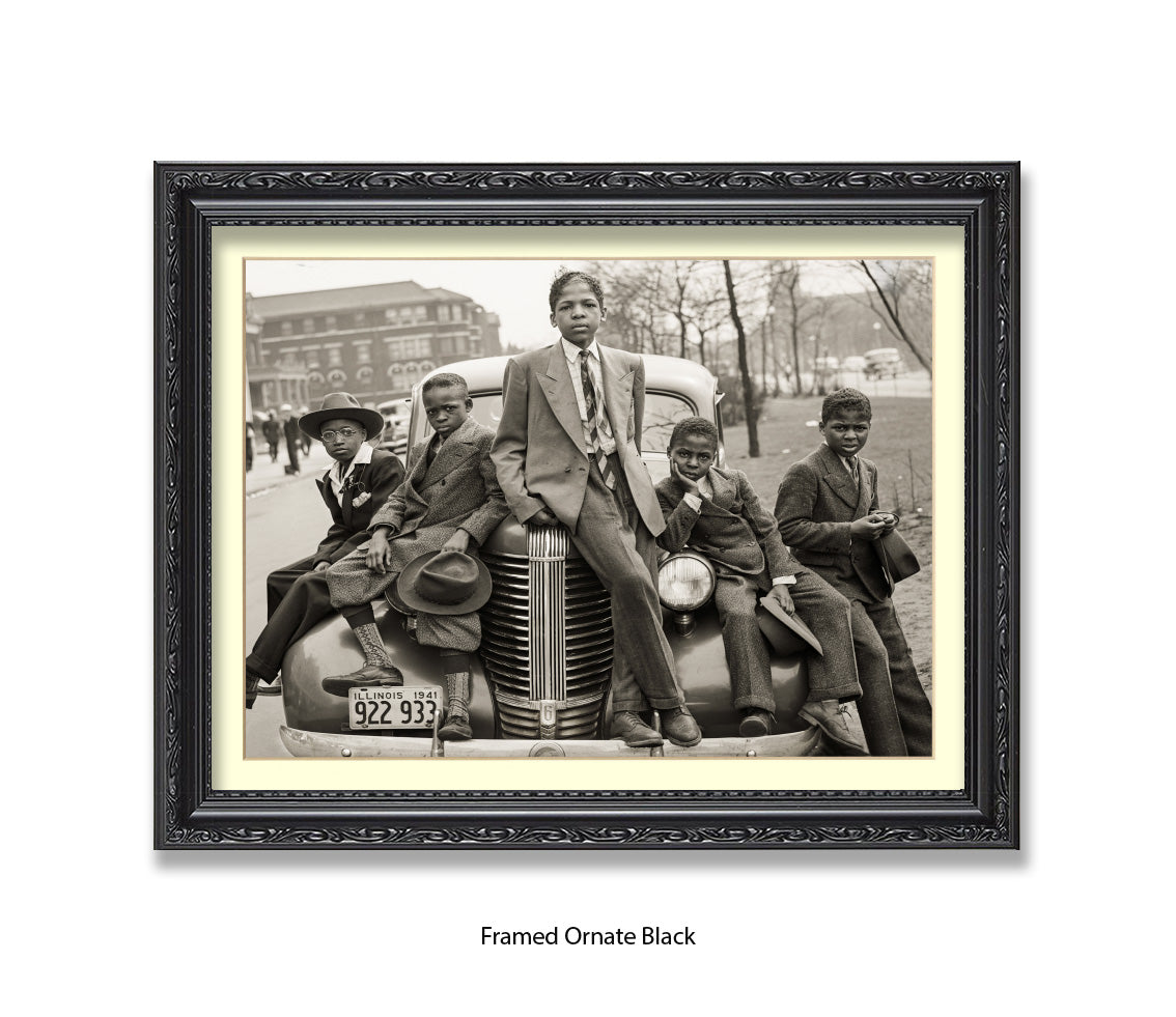 Sunday Best - Harlem Kids on Car — Vintage Street Photography - Art Print