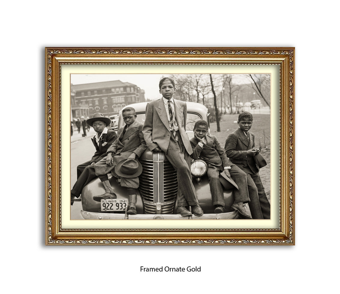 Sunday Best - Harlem Kids on Car — Vintage Street Photography - Art Print