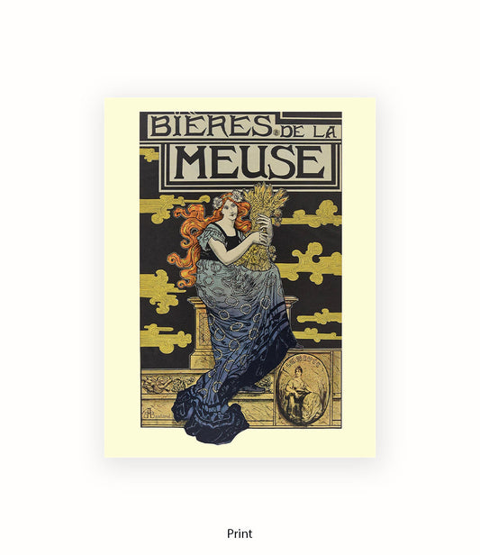 Bieres De la Meuse - Green  - Mucha Art Print