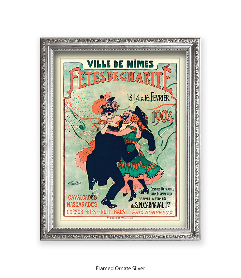 Fetes De Charite - 2 Couples Dancing - Mask - Cheret Art Print