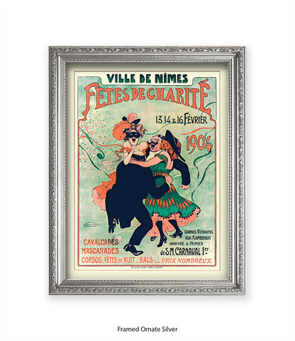 Fetes De Charite - 2 Couples Dancing - Mask - Cheret Art Print