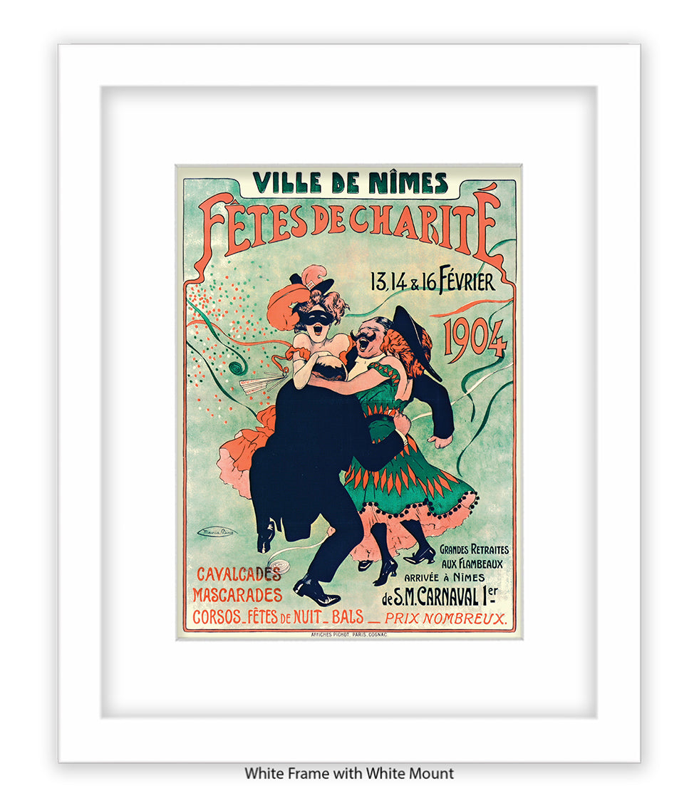 Fetes De Charite - 2 Couples Dancing - Mask - Cheret Art Print