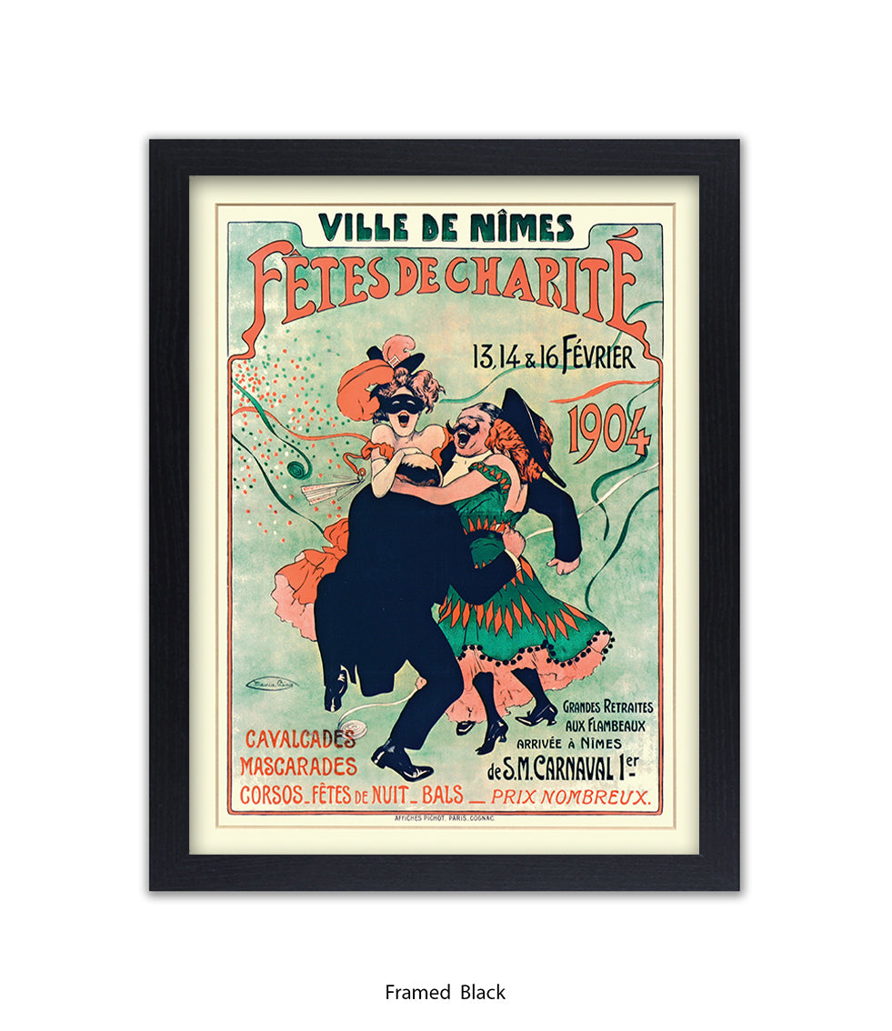 Fetes De Charite - 2 Couples Dancing - Mask - Cheret Art Print