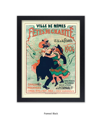 Fetes De Charite - 2 Couples Dancing - Mask - Cheret Art Print