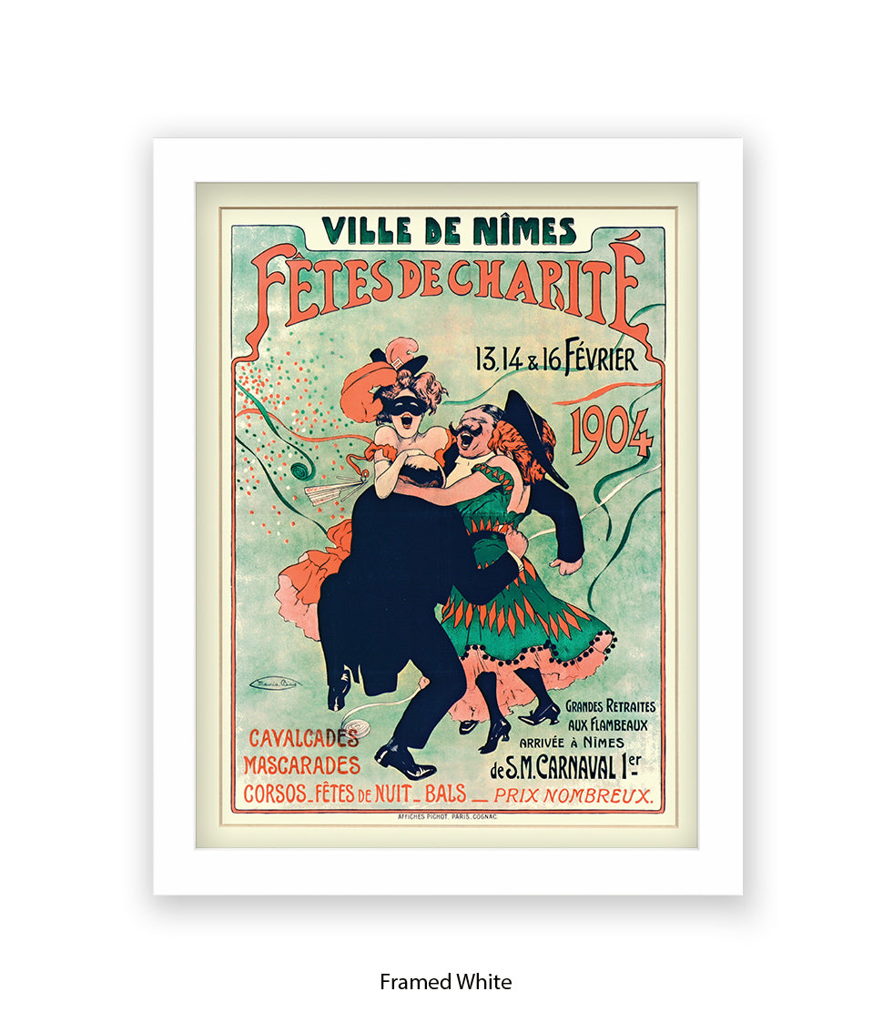 Fetes De Charite - 2 Couples Dancing - Mask - Cheret Art Print