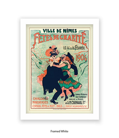 Fetes De Charite - 2 Couples Dancing - Mask - Cheret Art Print