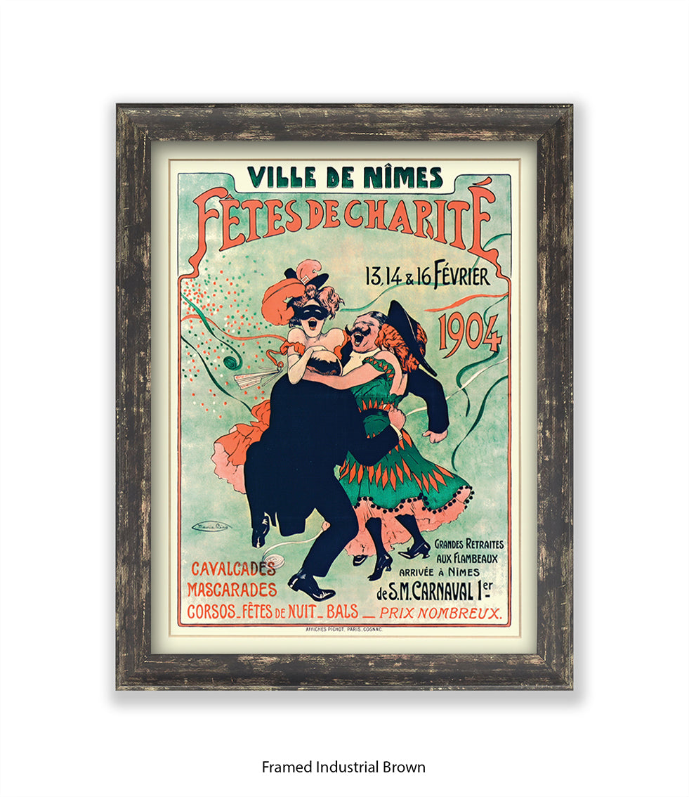 Fetes De Charite - 2 Couples Dancing - Mask - Cheret Art Print