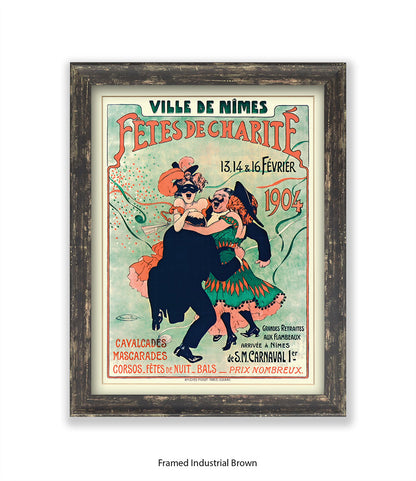 Fetes De Charite - 2 Couples Dancing - Mask - Cheret Art Print