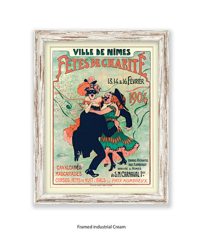 Fetes De Charite - 2 Couples Dancing - Mask - Cheret Art Print