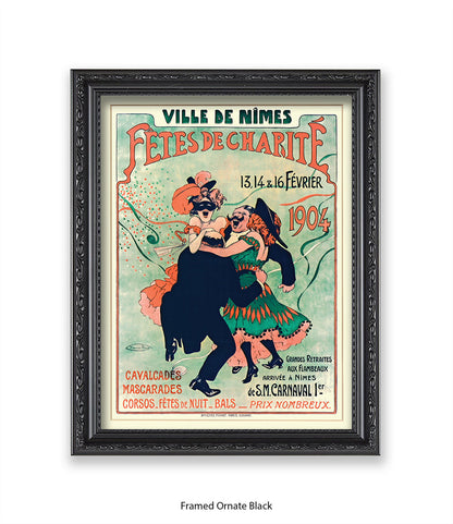 Fetes De Charite - 2 Couples Dancing - Mask - Cheret Art Print